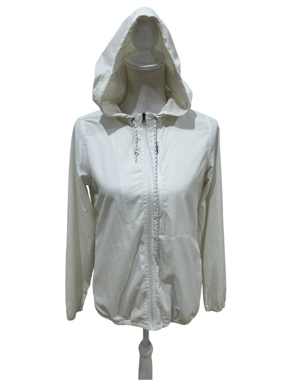 Orvis off white zip up performance windbreaker Hooded Utility Jacket xs